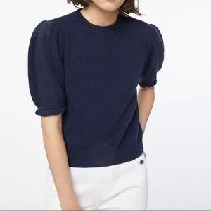 ISO Frame Cashmere Shirred Short Sleeve Sweater